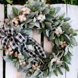 Wreath for Front Door Lamb Ear Wreath Year Round Wreath Farmhouse ...