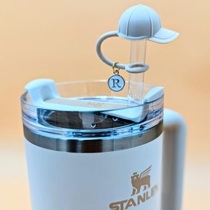 Personalized Initial Baseball Cap Stanley Straw Topper Cover Supply Stanley Straw Charm Sport Theme Topper Drink Cup Cover Tumbler Straw Cap