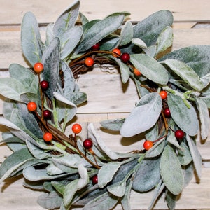 farmhouse mini lamb ear wreath rustic cabinet wreath wall decor year round wreath candle greenery wreath centerpiece home decor mantle decor