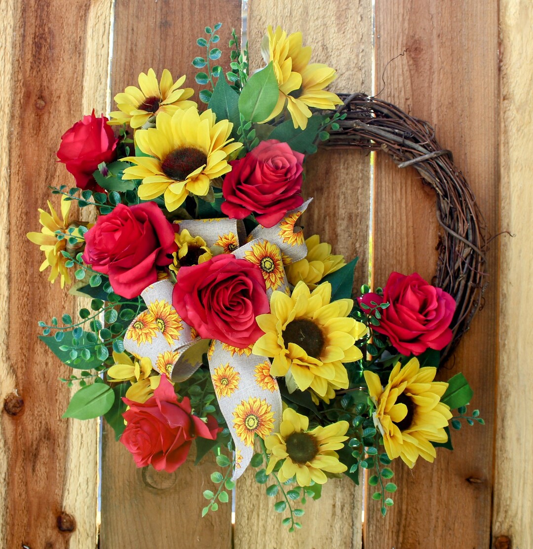 The door wreath “Colorful sunflowers” main image 1