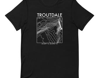 Camiseta con mapa topográfico de Troutdale