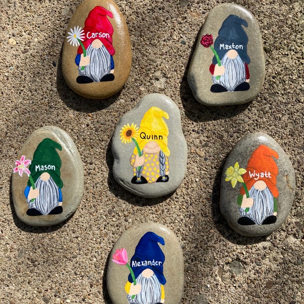 Gnome Painted Rock; Garden Decor; Cute; Yard Art; Home Decor; Gift; Garden Rocks