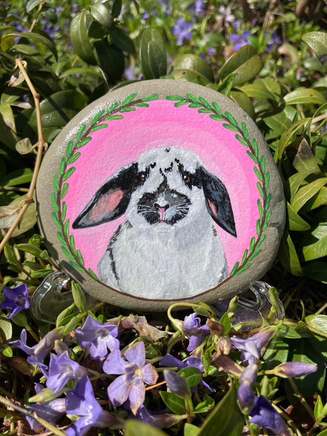 Bunny Painted Rock Rabbit Painted Rock Home Decor Garden Decor Yard Art