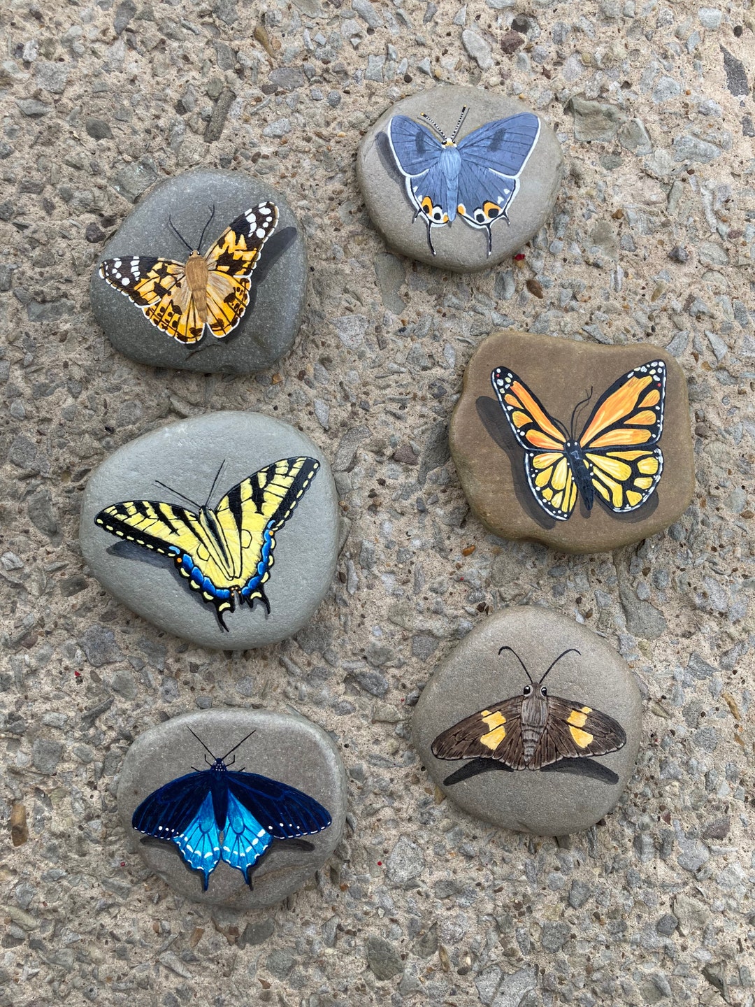 Butterfly Painted Rock: Garden Decor - Monarch, Swallowtail - Etsy