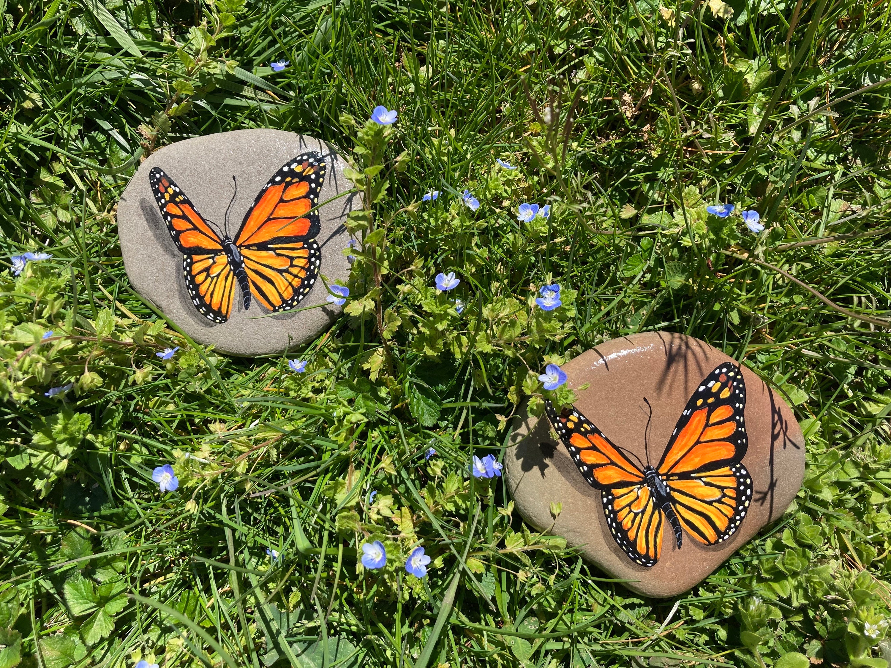 Butterfly Painted Rock: Garden Decor - Monarch, Swallowtail - Etsy
