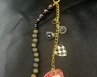 REPUTATION Beaded Keychain: Black & Gold Swiftie Bag Charm