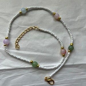 handmade / white seed beads with colorful round beads  / girls best friend gift/ pretty necklace / gifts for her / necklace
