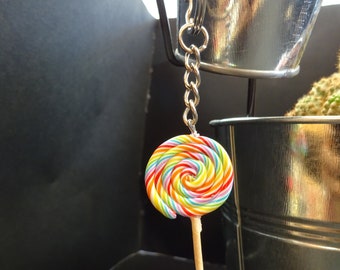 Porte-clé lollipop en pâte polymère