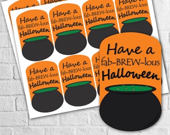 INSTANT DOWNLOAD - Witch's Brew Have a fab-BREW-lous Halloween - Halloween Gift Tags