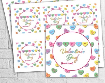 INSTANT DOWNLOAD - Conversation Hearts Valentines/Gift Tags - Printable PDF