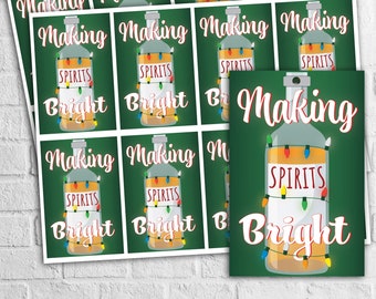 Holiday Gift Tags - Making Spirits Bright, Printable PDF (Instant Download)