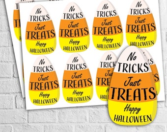 INSTANT DOWNLOAD - No Tricks Just Treats Candy Corn Halloween Gift Tags