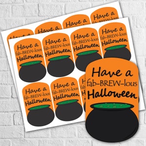 INSTANT DOWNLOAD - Witch&#39;s Brew Have a fab-BREW-lous Halloween - Halloween Gift Tags