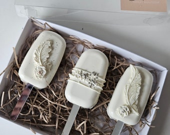 Wedding chocolate cakesicle favours!