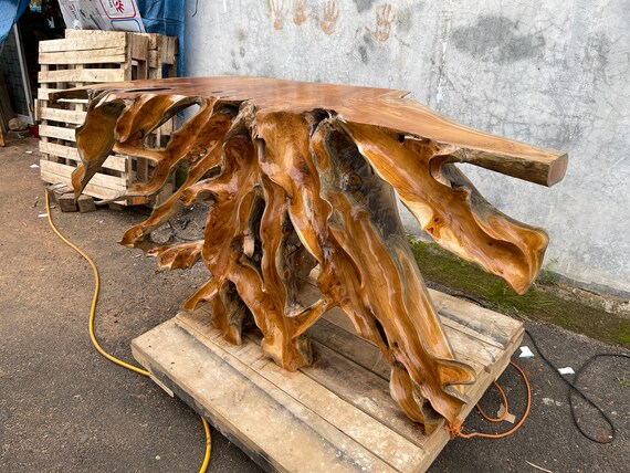 Glossy Waves Style Teak Root Console Table Uk Glossy Waves Style Teak Root Console, Root Console Table Uk