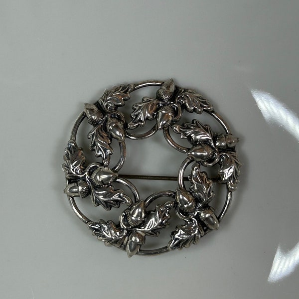 Vintage Danecraft Round Acorn Brooch Pin