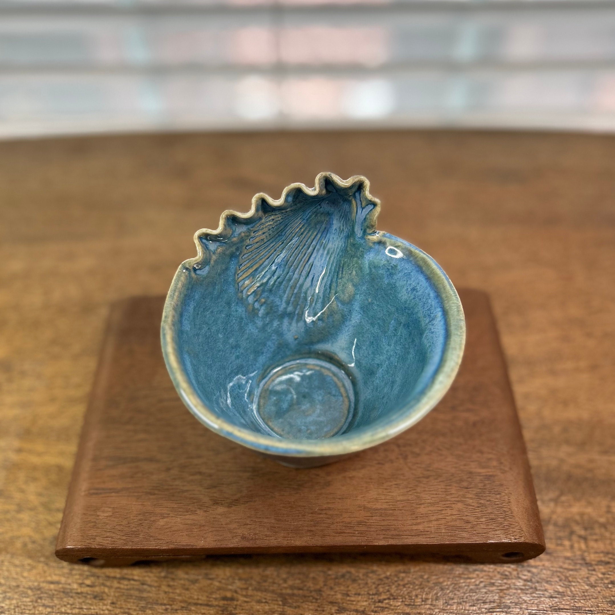 Priscilla Fursdon English Artist – Blue Shell Sculpture Art Bowl 