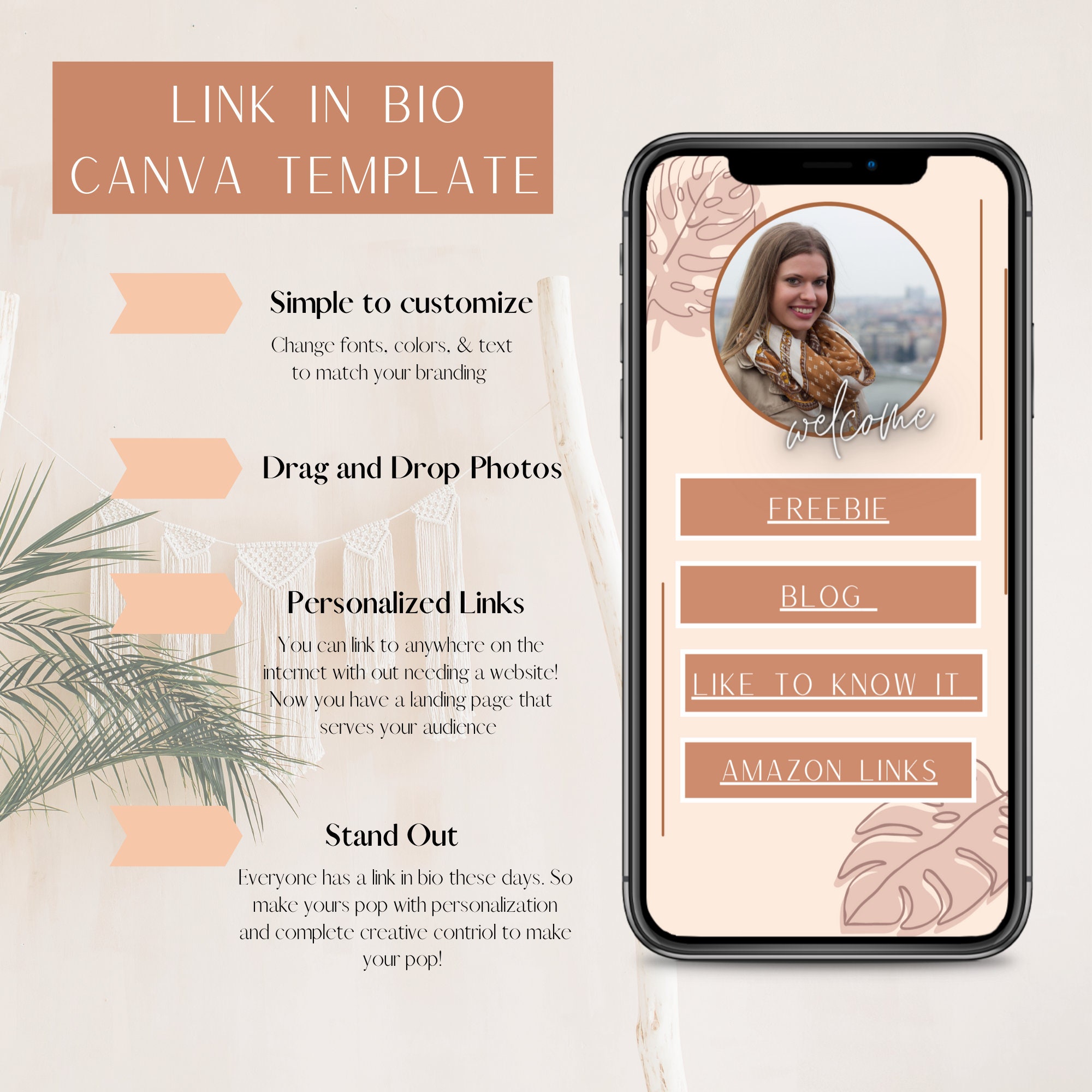 Bio Template, Link in Bio Template, Social Media Template, Customizable ...