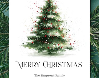 Kerstkaart |Vakantiekaarten| Afdrukbare kerstkaart vrolijk kerstfeest | Digitale kerstkaart | Gepersonaliseerde familievakantiegroet