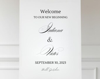 Welkomstbordje elegante bruiloft: minimalistische canvassjabloon (digitale download)