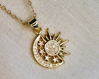 Solar Eclipse Necklace Galaxy Jewelry Outer Space Sun Collares