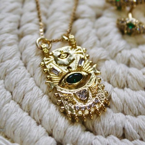 Vintage evil eye necklace, 18K Gold Filled Jewelry, Dainty gifts