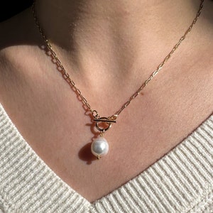Single pearl necklace, dainty pearl necklace, baroque pearl necklace, gold pearl necklace, natural freshwater pearl necklace, pearl necklace