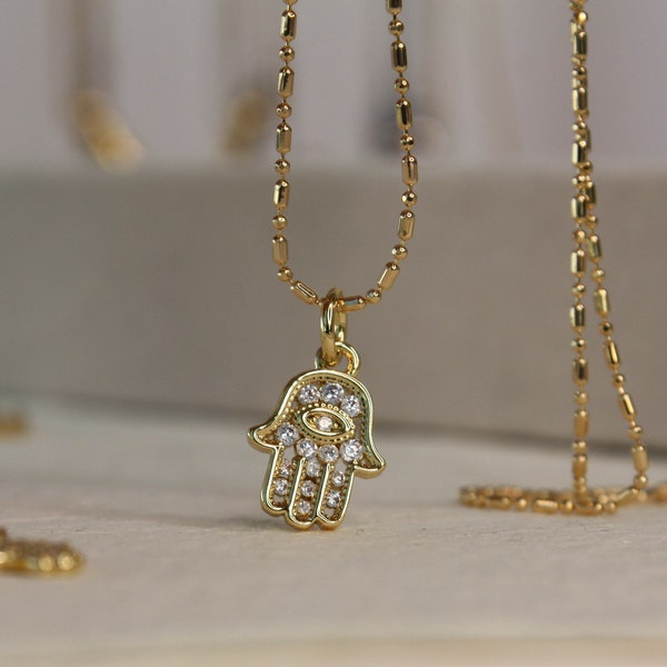 Hamsa necklace, hamsa hand necklace, hamsa pendant, hand of fatima, hamsa hand pendant, gold hamsa pendant, good luck necklace, gift for mom