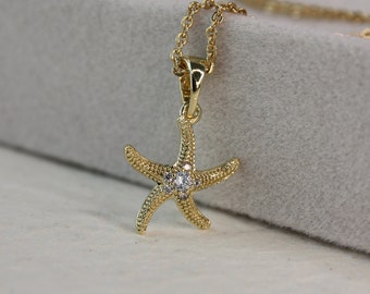 Starfish necklace, summer necklace, gold starfish necklace, 18k gold filled starfish necklace, gift for beach lover, beach necklace