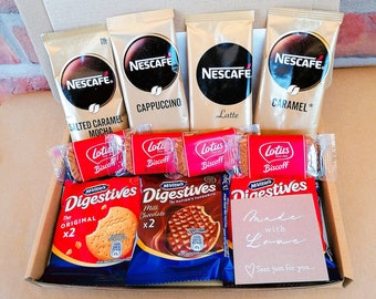 Deluxe Nescafe Coffee & Biscuit Letterbox Giftset - personalised | Caramel | Salted Caramel Mocha | Latte | Cappuccino | Biscoff