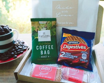 Kaffee & Keks Briefkasten Geschenkset - personalisiertes Geschenk | Essen und Trinken | Verdauungs-| Biscoff