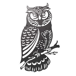 Owl Metal Wall Art | Wildlife Bird Wall Decor | Indoor Outdoor Owl Hanging | Garden Nature Wall Art | Rustic Bird Home Gift