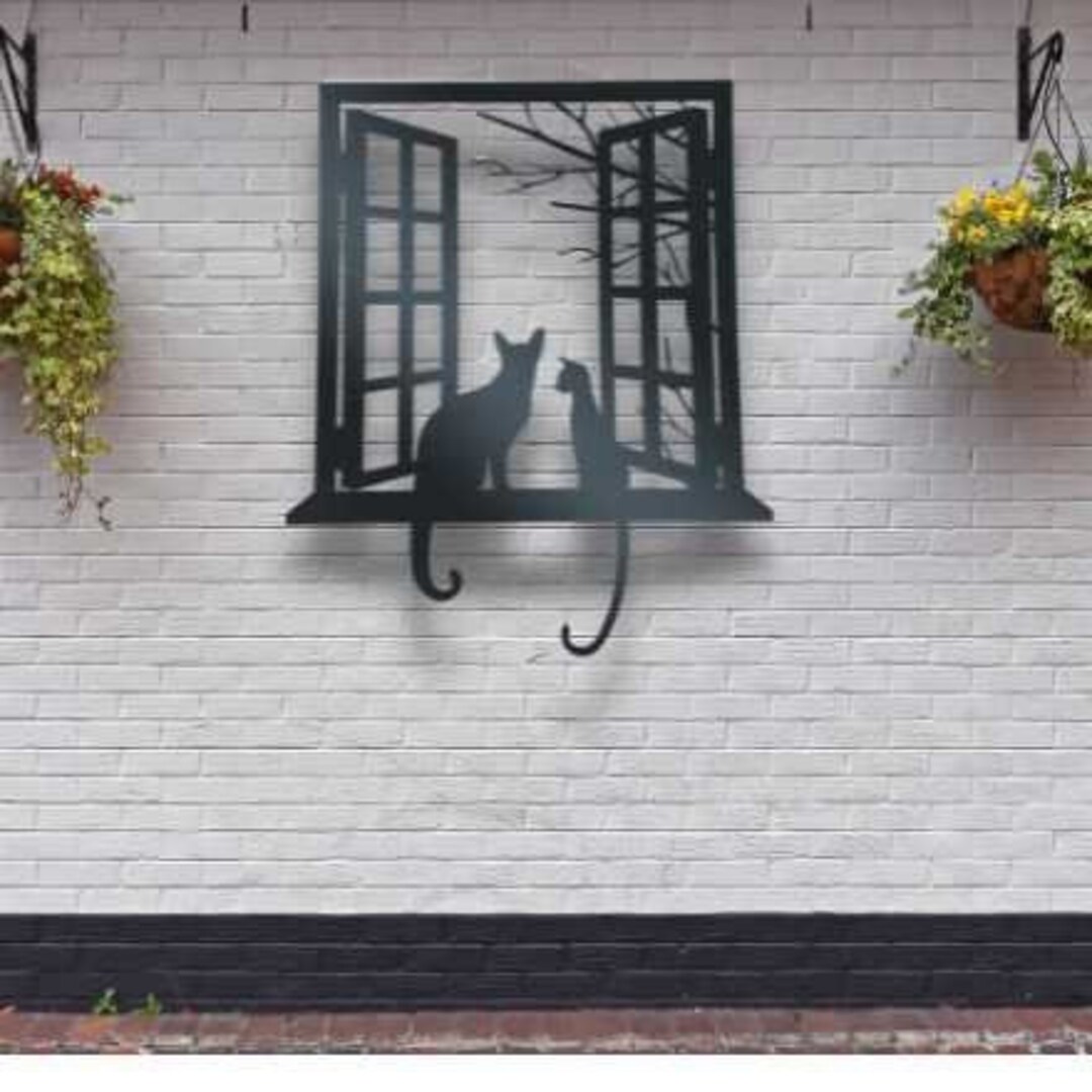 Cats in the Window Metal Wall Art Etsy UK