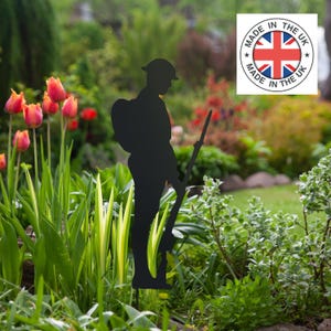 Metal Soldier Garden Stake: Remembrance Day Memorial Decor, Veteran Tribute, Tommy Soldier 60cm image 1