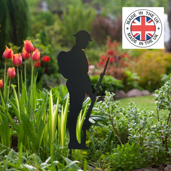 Metal Soldier Garden Stake: Remembrance Day Memorial Decor, Veteran Tribute, Tommy Soldier 60cm