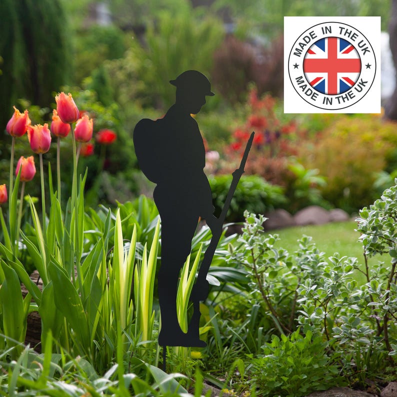 Metal Soldier Garden Stake: Remembrance Day Memorial Decor, Veteran Tribute, Tommy Soldier 60cm image 1