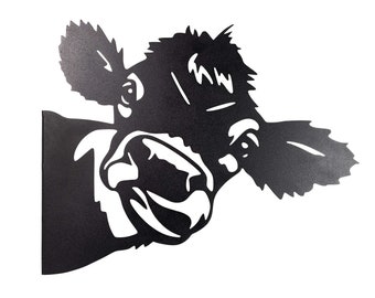 Peeking Cow Metal Garden Art | Whimsical Farmhouse Yard Decor, Mild Steel Silhouette