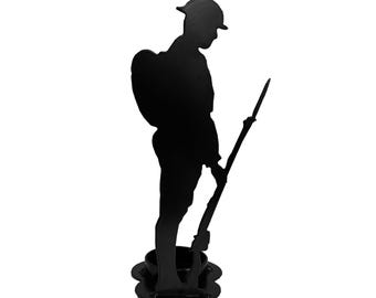 Lest We Forget Metal Soldier Silhouette Tea Light Holder- Home Remembrance Decor
