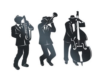 Jazz Trio Metal Wall Art Set of 3 | Music Room Decor | Musician Gift | Bar or Man Cave Art | Unique Music Lover Gift | 3d Shadow Effect