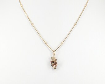 Multi Colored Sapphire Faceted Gemstone Pendant Necklace  and 16 Inch 14k Gold Filled Satellite Box Chain.