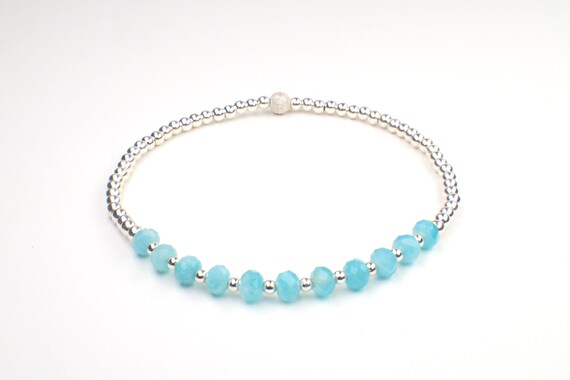 Madagascar Amazonite Gemstone Bracelet with .925 Sterling Silver Beads