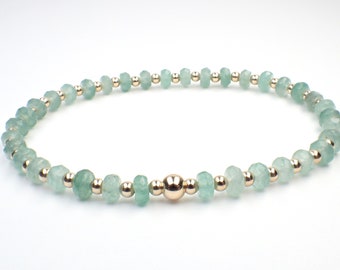 Green Aventurine Gemstone Bracelet With 14k Gold Filled Beads