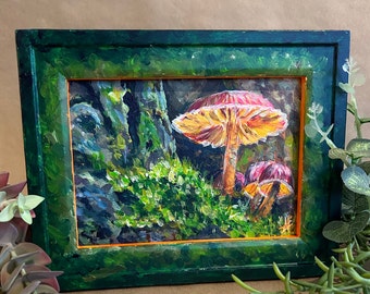 Framed Glowing Orange Mushroom