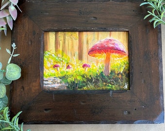 Framed Glowing Sunlight Mushrooms