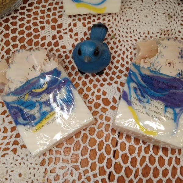 Starry Night soap, artisan soap, Van Gogh gift, handmade soap, guest soap
