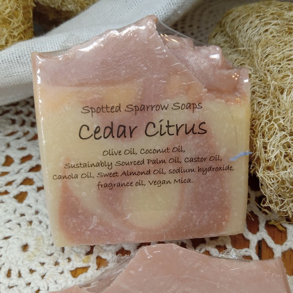 Cedar Citrus Soap, artisan soap, handmade soap, natural cold process soap, citrus cedar soap,  gifts for men, gifts for women