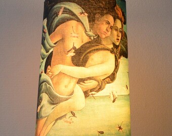 Vintage table Lamp with lampshade, decoratif lampshade pattern Botichelli