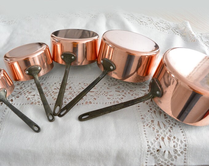 Set of 5 Vintage Copper Pans, Pans With Handles Etsy