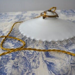 Vintage french white glass ceiling lamp, Opaline lampshade, french vintage suspension
