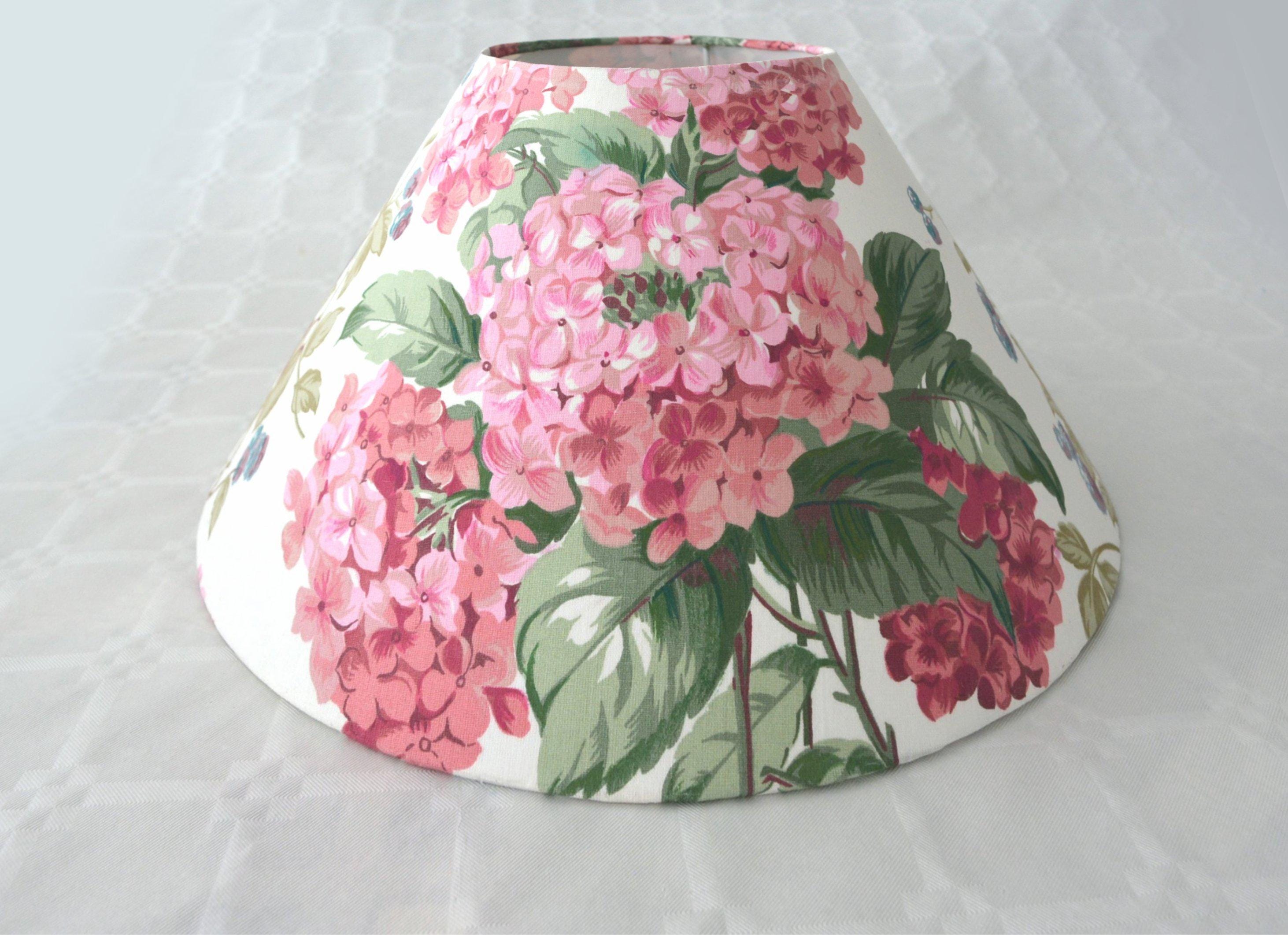 Decorative lampshade vintage hydrangea pattern, flowers lampshade, handcrafted